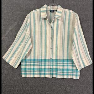 Westbound Essentials Women's Linen Striped Blouse - Size 10